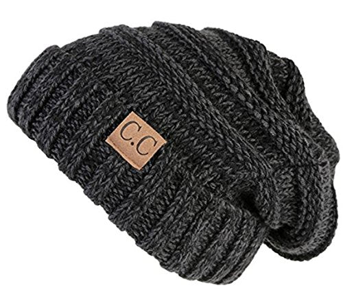 CC Womens Multicolor Oversized Baggy Warm Slouchy Cable Knit Winter Beanie - color: Black