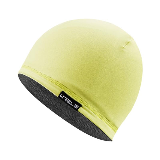 WRELS Reversible Winter Running Hat Soft Stretch Thermal Cycling Skull Cap for Women Men Double Sided Sports Hat - color: A Reversible Hat (Yellow/Grey)