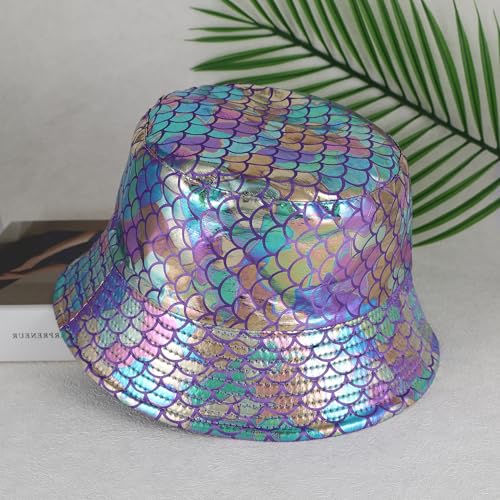 Rave Bucket Hat for Men Women Waterproof Rain Hat Wide Brim Bucket Hat Metallic Party Hats - color: B6