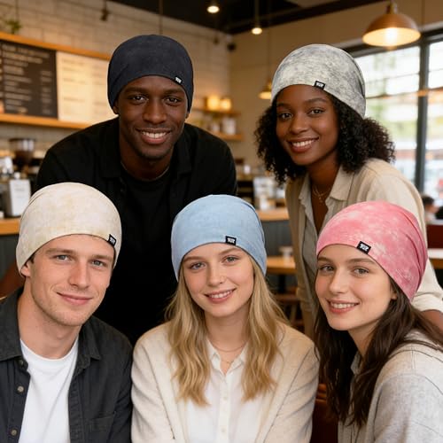 2Pcs Slouchy Beanie for Men Women Lightweight Breathable Hair Liner - color: Black + Black