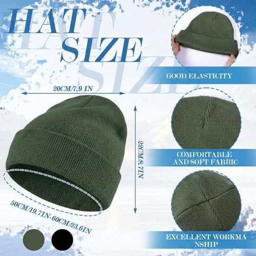 Geyoga Beanie and Touchscreen Gloves Set for Women Men Unisex Winter Knitted Hat Skull Cap Warm Gloves with Knit Fleece Lined - color: Dark Green