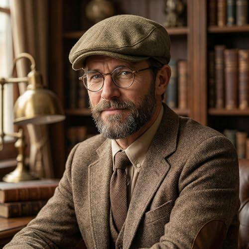 meioro Men's Faux Linen Newsboy Cap Adjustable Woven Texture Flat Cap Gatsby Hat Cabbie Ivy Newsboy Hats Driving Fishing Hat - color: Coffee