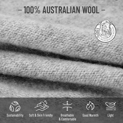 HAMUNI 100% Wool Slouchy Beanie, Warm Beanie Hats for Women Breathable Knitting Skull Beanies Cap for Spring Fall Winter - color: Light Grey