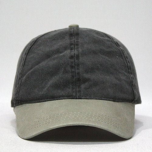 The Vintage Year Ponytail Open Back Washed/Brushed Cotton Adjustable Baseball Sports Cap - color: Khaki/Black