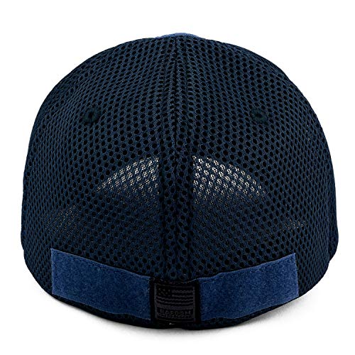 Armycrew Hook and Loop Patch Flex Fitting Tactical Air Mesh Back Cap - color: Navy, size: Large-X-Large