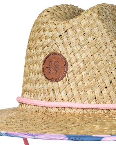 Roxy Girls' Pina to My Colada Woven Straw Hat | Wide Brim | Adjustable | Sun Protection | Beach | Vacation | Natural - color: Wild Wind Sunny Floral