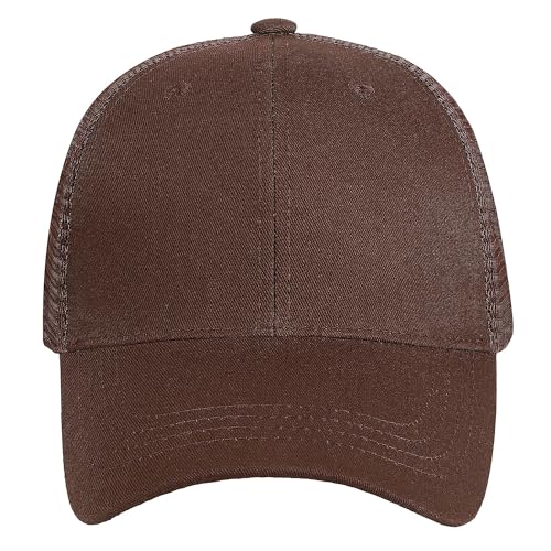 Falari Trucker Hat Baseball Cap Structured Plain Design 6 Panel, Adjustable Size - color: 1pk Brown