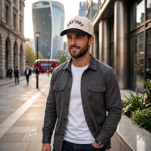 Upside Down Canada Baseball Cap, Embroidered Retro 5-Panel Snapback Hat for Men Women, Casual Streetwear Two-One Trucker Hat - color: England Black