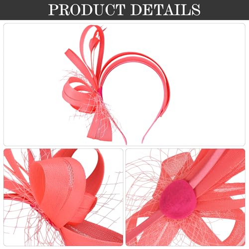 Fascinators Hats for Women, Fascinator Headband Tea Party Hat - color: Watermelon Red