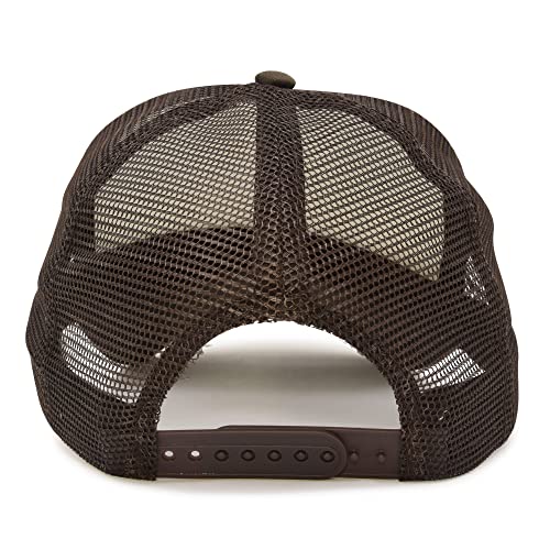 DALIX Two Tone Trucker Hat Summer Mesh Cap with Adjustable Snapback Strap - color: Brown White, size: One Size