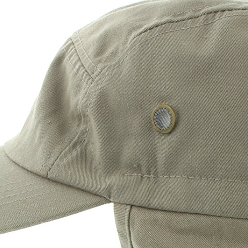 JFH 4 Panel Adjustable Outdoors Fishing Cap with Ear and Neck Flap Sun Cover Unisex - color: Khaki