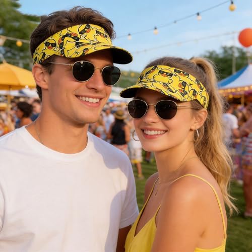 USA Visor Hat Sun Adjustable Sports Beach Cap Men Women Adults - color: Cute Funny Ducks