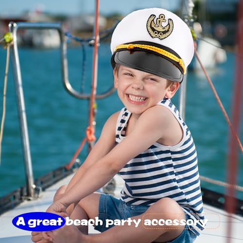 8 Pieces Captain Hats Adjustable White Sailors Navy Marine Admiral Caps for Yacht Theme Party Costume Accessory - color: Style 8