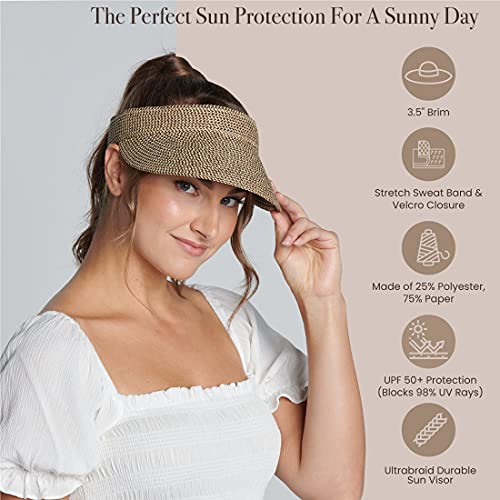 San Diego Hat Company Women's Mixed Braid Brim Visor with Velcro, Sun Hats for Women - color: Mixed Brown