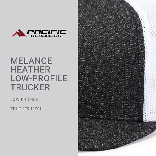 Pacific Headwear Melange Heather Low-Profile Trucker - color: Black Heather/White/Black Heather