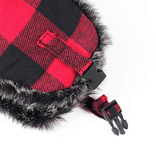 ONWAY Trapper Hat Winter Hats for Women Men with Faux Fur Ear Flaps - color: Red