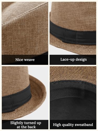 BABEYOND Men's 1920s Short Brim Trilby Fedora Hat - color: A-camel