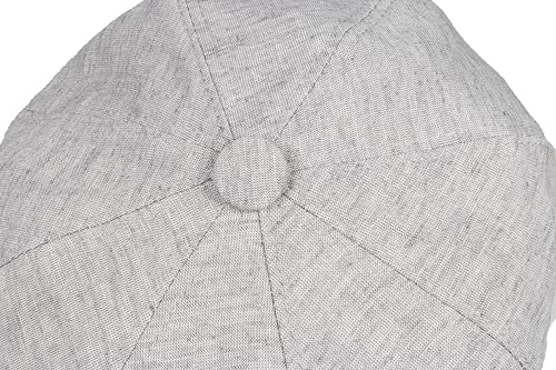 8 Panel Newsboy Cap – Linen Blend with 100% Cotton Lining - color: Light Gray, size: 3X-Large