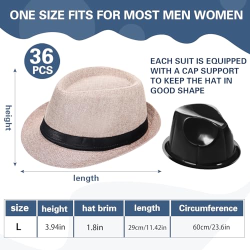 Suhine 36 Pcs Fedora Hat Bulk for 20s Party Supplies - color: Creamy White