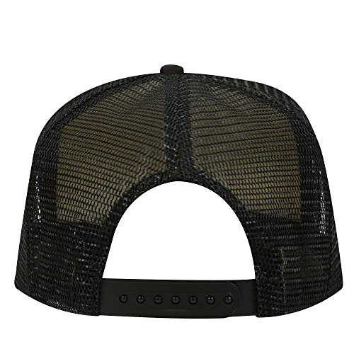 Ashen Fane Kids' Polyester Foam Front 5 Panel High Crown Mesh Back Trucker Hat - color: Black