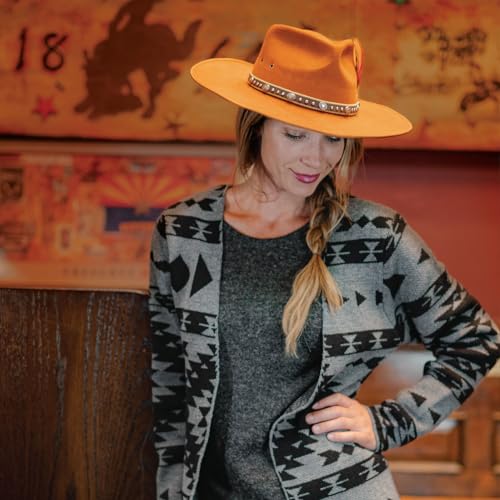 Outback Trading 13216 Unisex Roswell UPF 50 Water-Resistant Wire Brim Western-Style Wool Hat - color: Tan Bark, size: Large