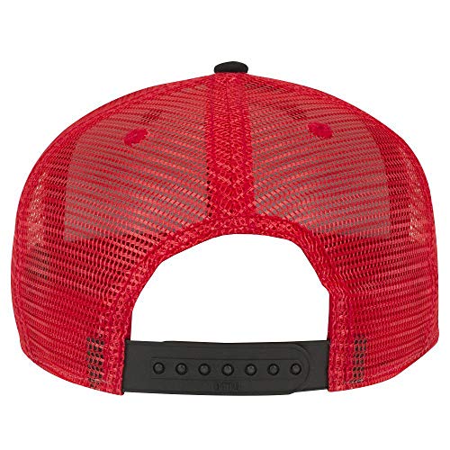 OTTO SNAP Hawaiian Pattern Square Flat Visor 6 Panel Pro Style Snapback Hat - color: Blk/Blk/Red