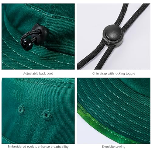 UPF 50+ Foldable Sun Hat Patterned Under Brim Bucket Hats for Summer Hiking Fishing Beach Safari Men Women - color: Evergreen, size: Large