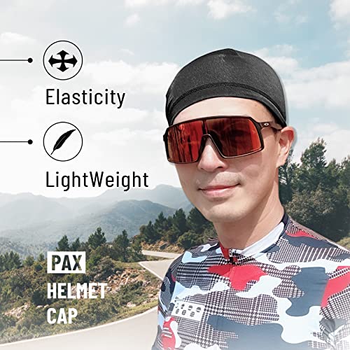 PAX Beanie Cycling Skull Caps, Camo Cooling Helmet Liner, Sweat Breathable Moisture Wicking Running Hat for Outdoor Sport. - color: Black