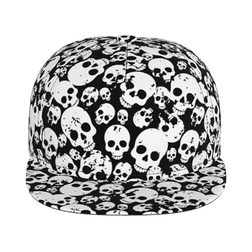 Skull Snapback Hat for Men Women, Stylish Flat Bill Hat Baseball Caps Adjustable Flat Brim Hip Hop Trucker Hats Sun Cap - color: Skull 3