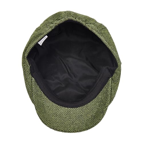Gatsby Newsboy Hat Men Women Classic Herringbone 8 Panel Trendy Tweeb Flat Cap - color: Green