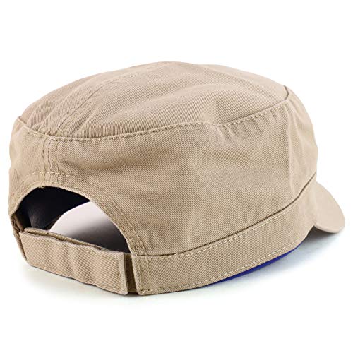 Trendy Apparel Shop Cotton Army Cap Military Flat Top Adjustable Baseball Cap - color: Khaki