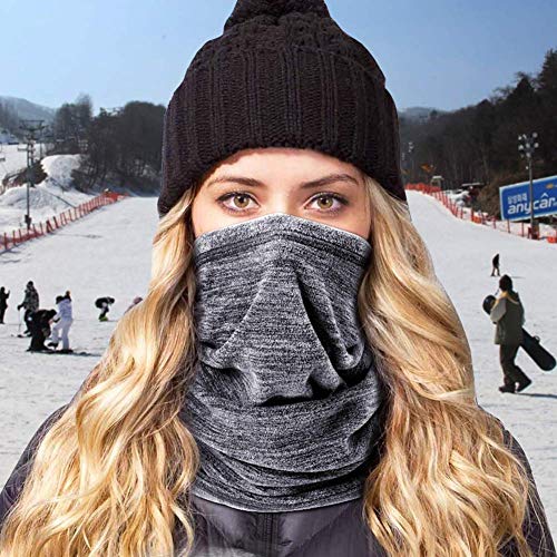 Winter Thermal Neck Warmer/Neck Gaiter Face Scarf/Face Cover Winter Ski Mask - Cold Weather Balaclava - color: Grey+green