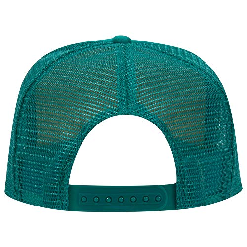 Ashen Fane Kids' Polyester Foam Front 5 Panel High Crown Mesh Back Trucker Hat - color: Jade