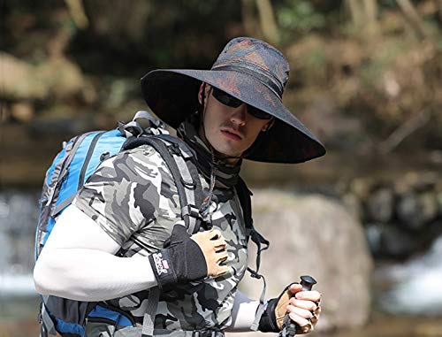 HUAMULAN Men Wide Brim Sun Hat Summer Outdoor Women Bucket Fishing Hats - color: B4mh-org