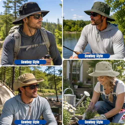 NPQQUAN Sun Hats for Men Women Wide Brim Bucket Hat UPF 50+ Boonie Hat - color: Pure Beige
