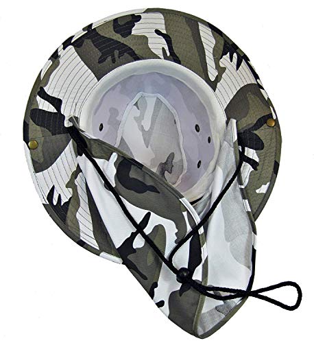 Mrlahat Wide Brim Outdoor Safari Summer Sun Protection Hat with Wide Ear and Neck Flap - color: City Camo, size: X-Large (59cm)