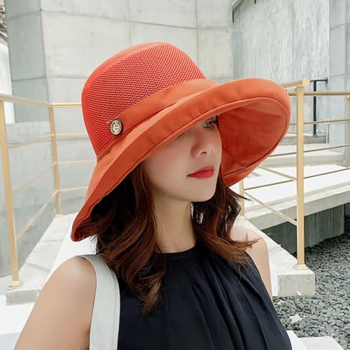 Women Wide Brim Sun Hats Metal Wired Edge Summer UV Protection Beach Fishing Hat for Hiking Garden Travel Chin Strap - color: B6-fyu001-jvse, size: One Size