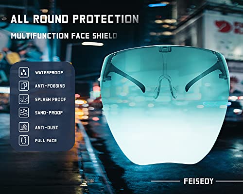 FEISEDY Full Face Shield Sunglasses – Anti-Fog UV400 Mirror Visor - color: 004 Gradient Green
