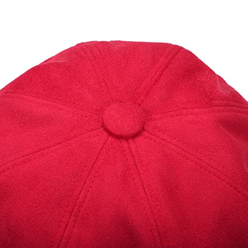 Newsboy Cabbie Baker boy hat Beret Cap for Women Pageboy Visor Paperboy Hat Sailor Fiddler Hat Adjustable - color: Red Tweed