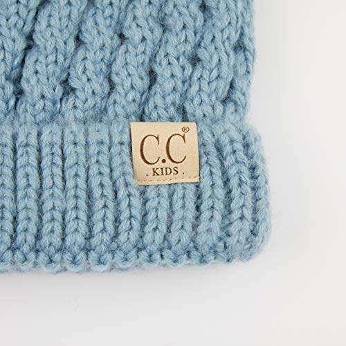 C.C Exclusives Children Kid Double Pompom Knitted Beanie for Kids Ages 2-5 (KID-23)(KID-24)(KIDS-2055) - color: Denim Amz, size: One Size