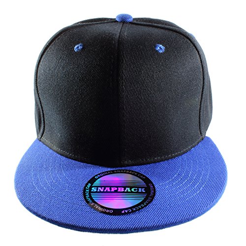 Gelante Plain Blank Flat Brim Adjustable Snapback Baseball Caps Wholesale LOT 12 Pack - color: Black/Royal