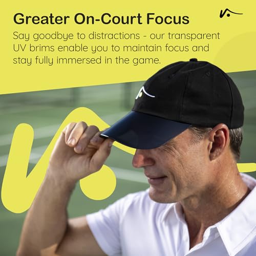 VISTO Unstructured Sports Hat with Transparent Brim – No-Glare UV Protection – 100% Chino Cotton – Hook and Loop Strap - color: Black