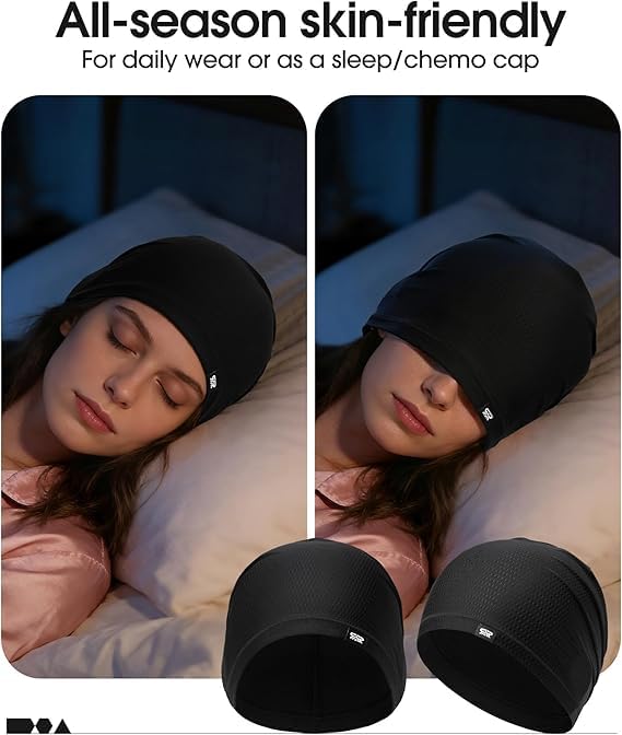 2-Pack Cooling Mesh Skull Cap Helmet Liner Running Cycling Work Men Women - color: Black + Black