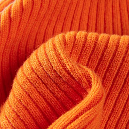 100% Merino Wool Cuff Beanie Hat, Unisex Warm Winter Caps Soft, Breathable & Cozy Stretchy Knitted Cuffed Cap - color: Orange