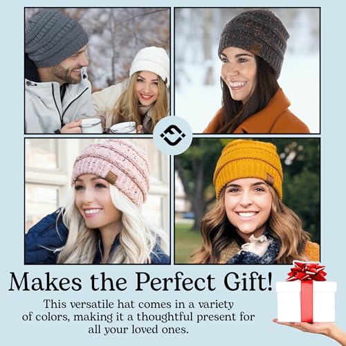 Funky Junque Adult Winter Beanie Slouchy Knit Skull Cap - color: Grey, Black, Beige, French Beige - 4 Tone Mix