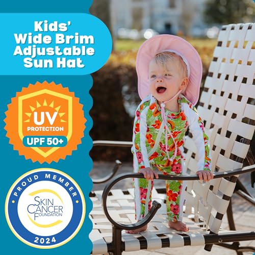 SwimZip UPF 50 Kids' Wide Brim Sun Hat, Sun Protection Hat - Baby & Toddler - color: Pink, size: 6-24 Months