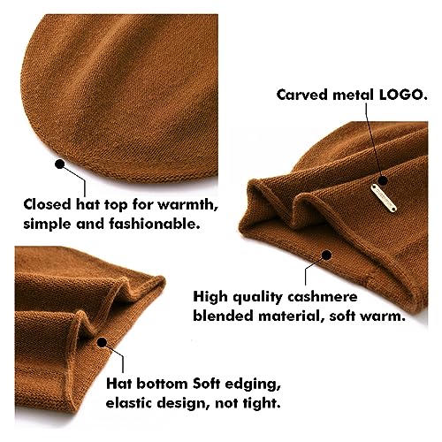 Knit Slouchy Beanie Hats for Women Cashmere Ski Cap Knitted Wool Soft Warm Winter Hat - color: A19-coffee