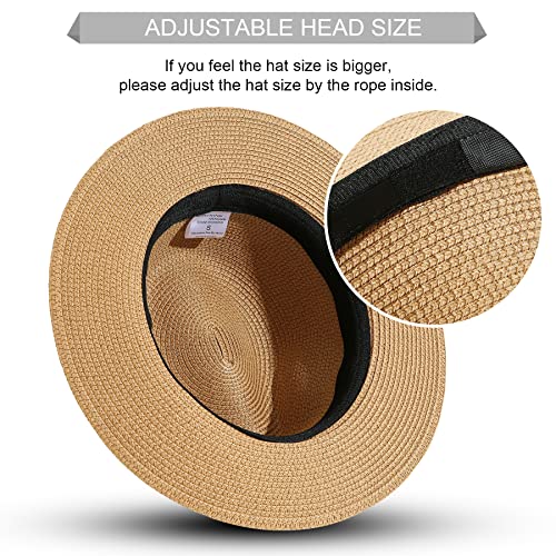 Lanzom Summer Beach Sun Hats for Men Women Foldable Floppy Travel Packable Staw Hat, Wide Brim Hat - color: Style B-khaki, size: Large