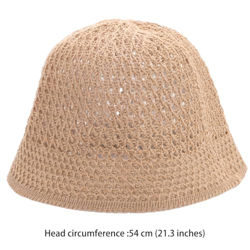 Women's Beach Bucket Hat Fisherman Cap Hollow Mesh Lightweight Breathable Sun Hat for Summer - color: Hollow Khaki