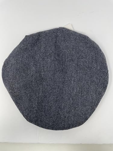 Traditional Men's Herringbone Irish Flat Cap, Tweed, Made in Ireland - color: Blue, size: Small